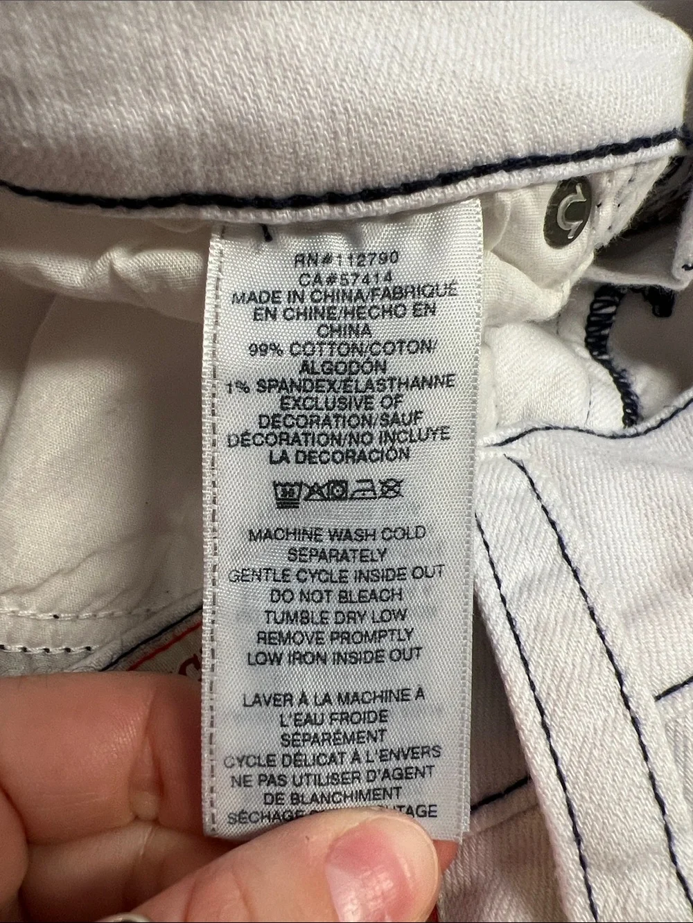 True Religion White Ricky Relaxed Straight Leg Jeans- 34x33